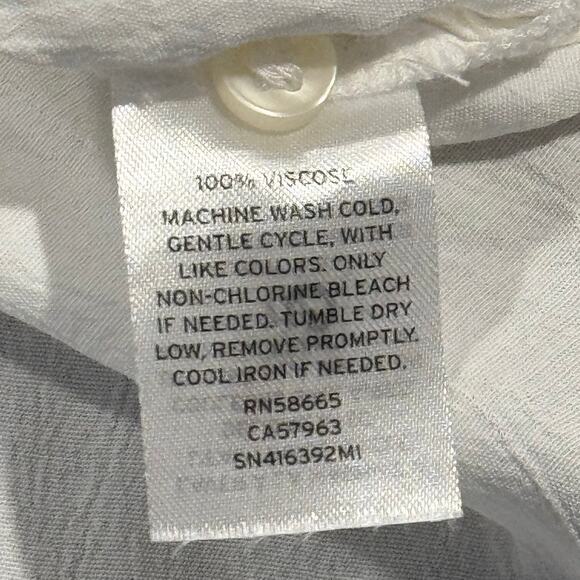 Something Navy Top Minimalist Coastal Preppy Classic Scandi Button Up White XL - Picture 4 of 5